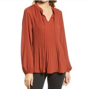 CHELSEA28 pleated red blouse XL new